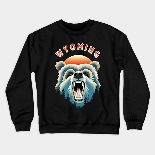 Gizzly Bear Face - Wyoming Crewneck Sweatshirt by TMBTM